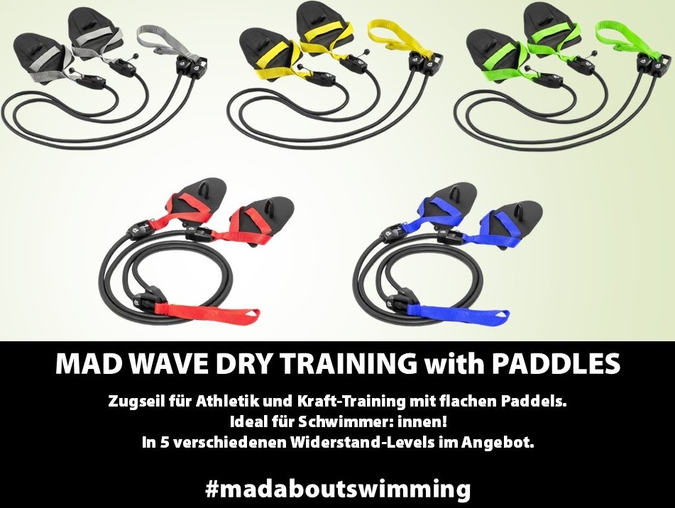 Mad Wave Dry Training Zugseil mit Paddles alle 5 Farben