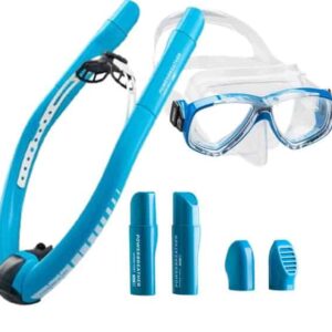 AMEO Powerbreather Super Beach Set mit Schnorchel, Tauchmaske und austauschbaren Ventilaufsätzen