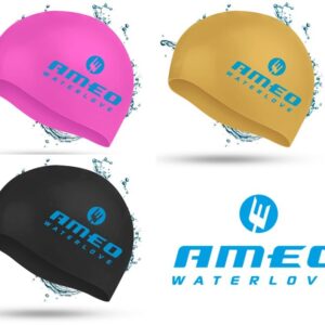 AMEO-WATERLOVE-SILICONE-swimcap-adult-alle-3-Farben-black-pink-gold.
