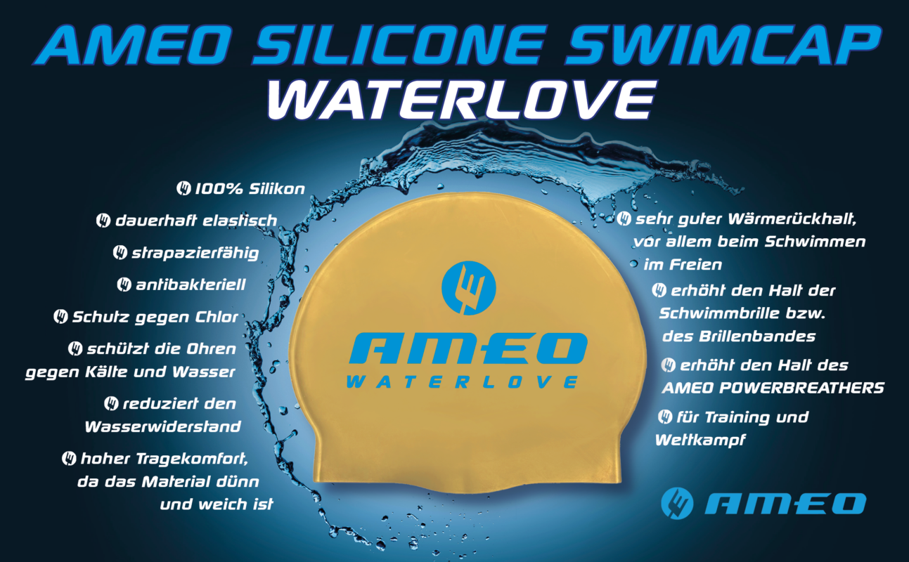 AMEO SILICONE SWIMCAP; AMEO WATERLOVE gold - Powerbreather