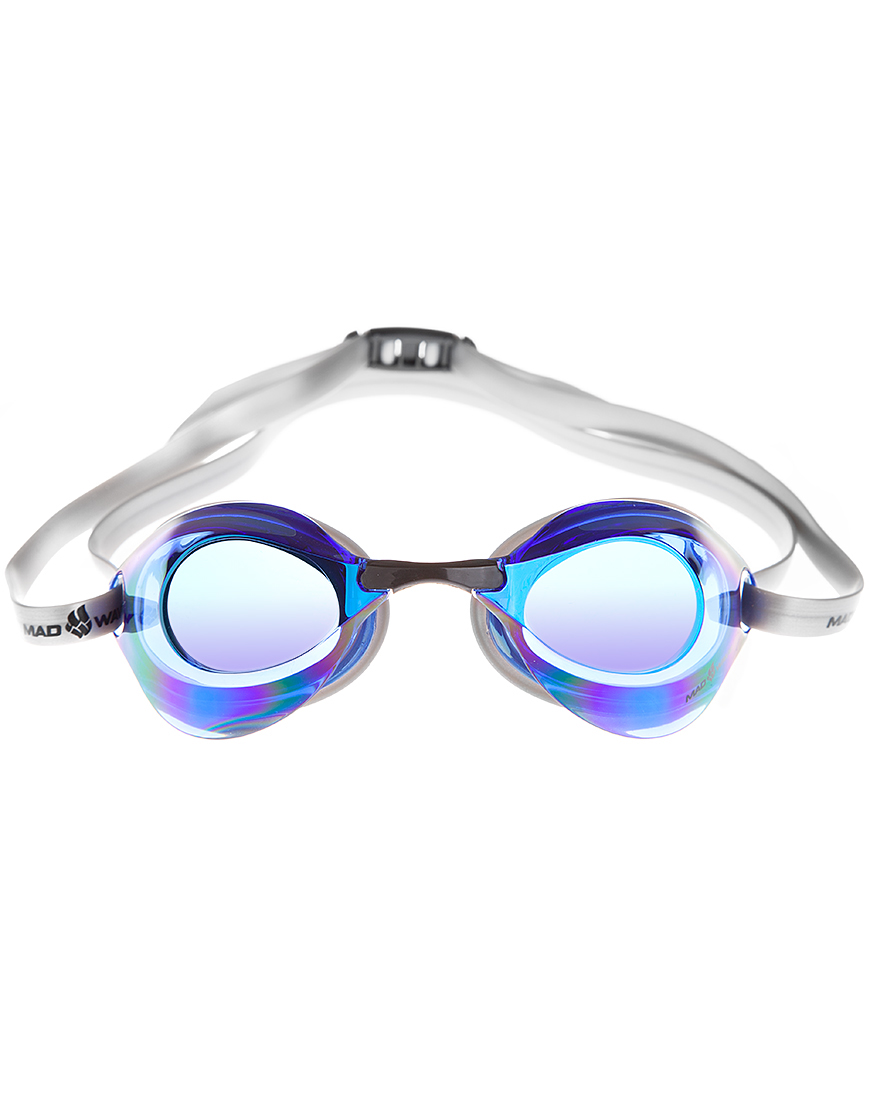 MAD WAVE TURBO RACER II Rainbow mirror, verspiegelte Schwimmbrille von vorne