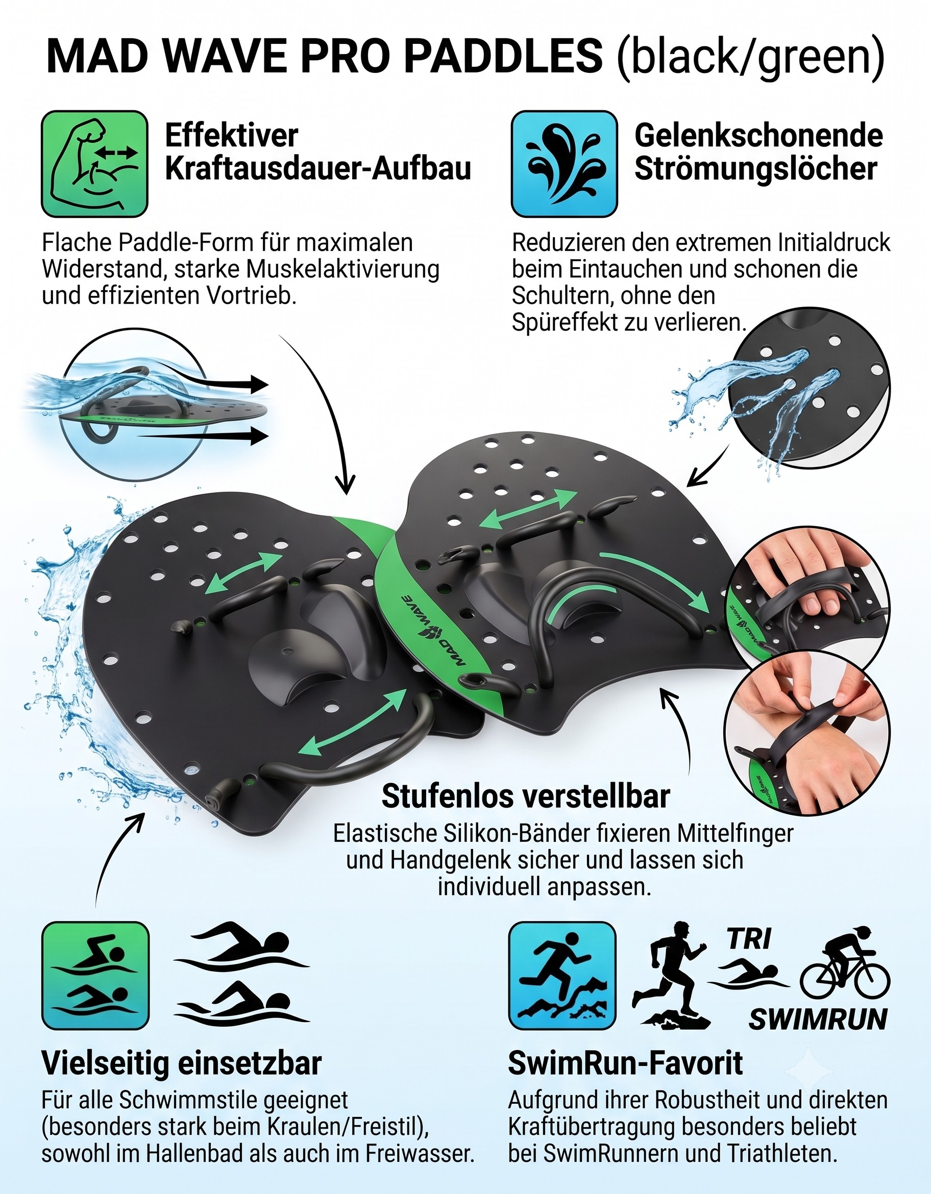 M074002 2 00W_Paddle PRO (flat paddle)_black_green_key features