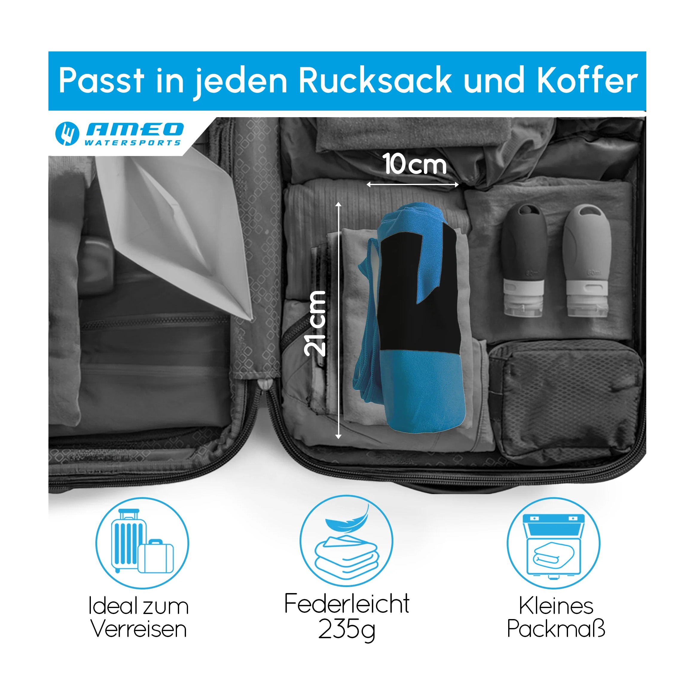 AMEO MICROFIBER TOWEL WATERLOVE 2pureNxl in schwarz – Mikrofaser-Handtuch 150 x 80 cm, Ansicht 7