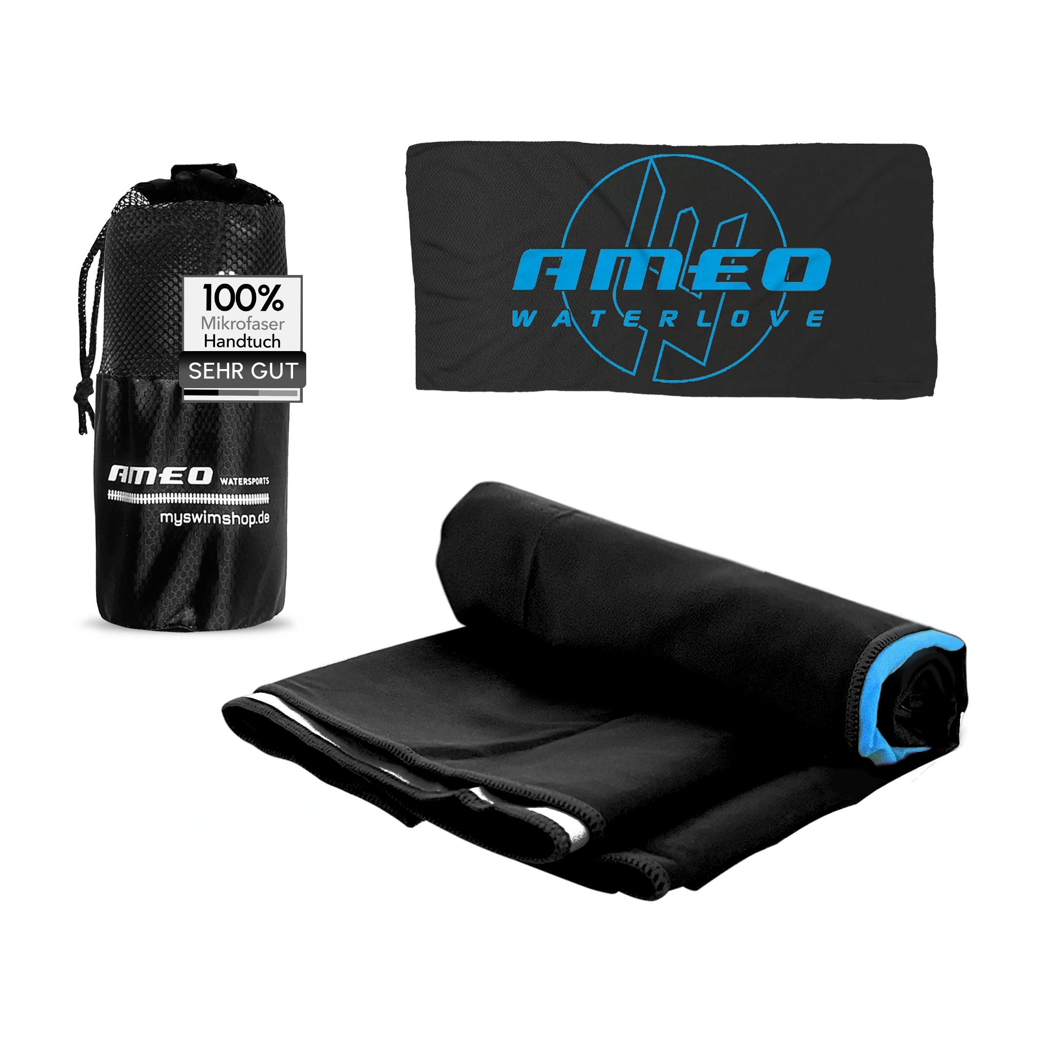 AMEO MICROFIBER TOWEL WATERLOVE styleNxl in schwarz – Mikrofaser-Handtuch