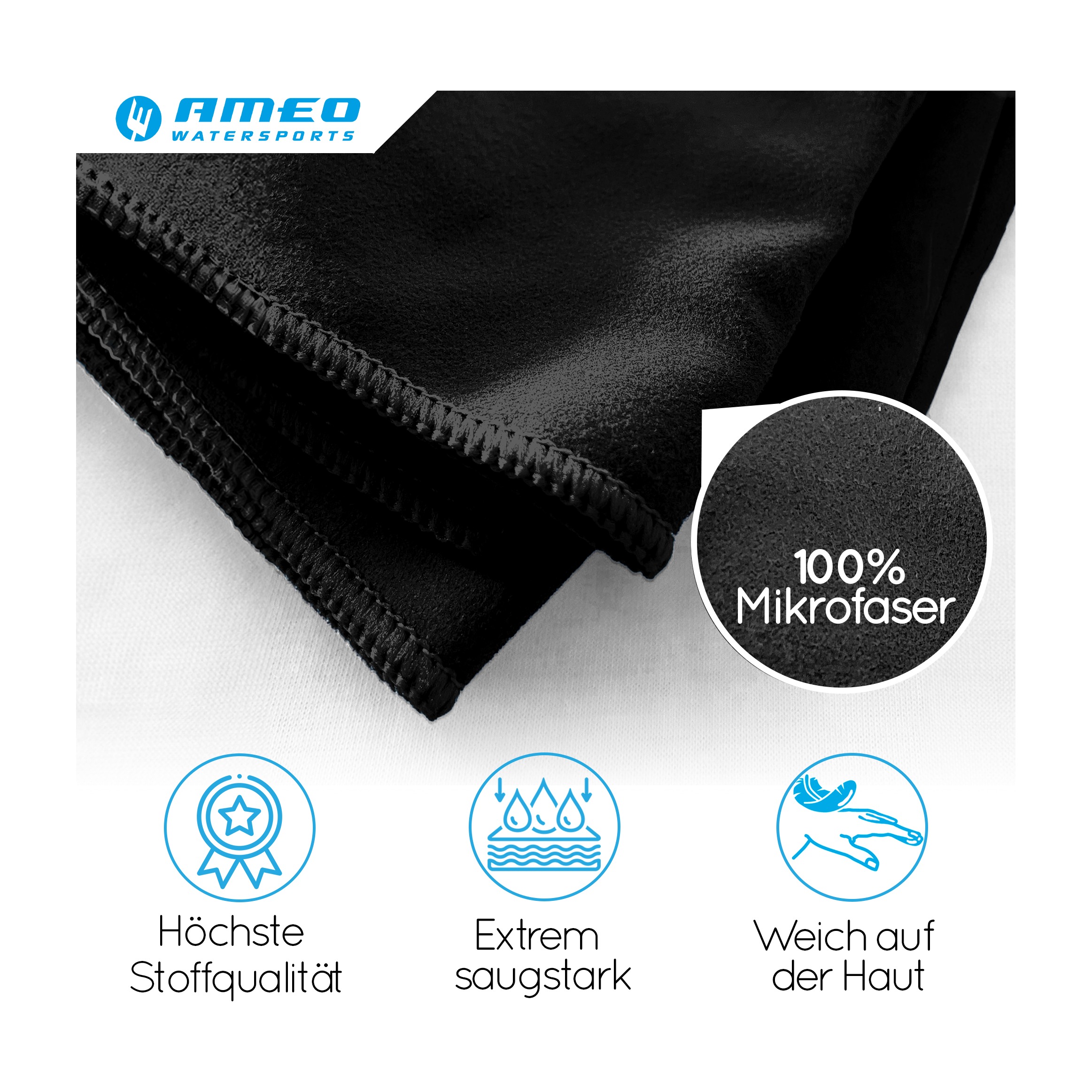 AMEO MICROFIBER TOWEL WATERLOVE styleNxl in schwarz – Mikrofaser-Handtuch, Ansicht 3