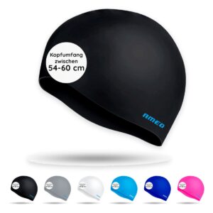 AMEO SILICONE SWIMCAP SR FLAT SOLID in allen Farben: black, silver, white, lightblue, royalblue, pink
