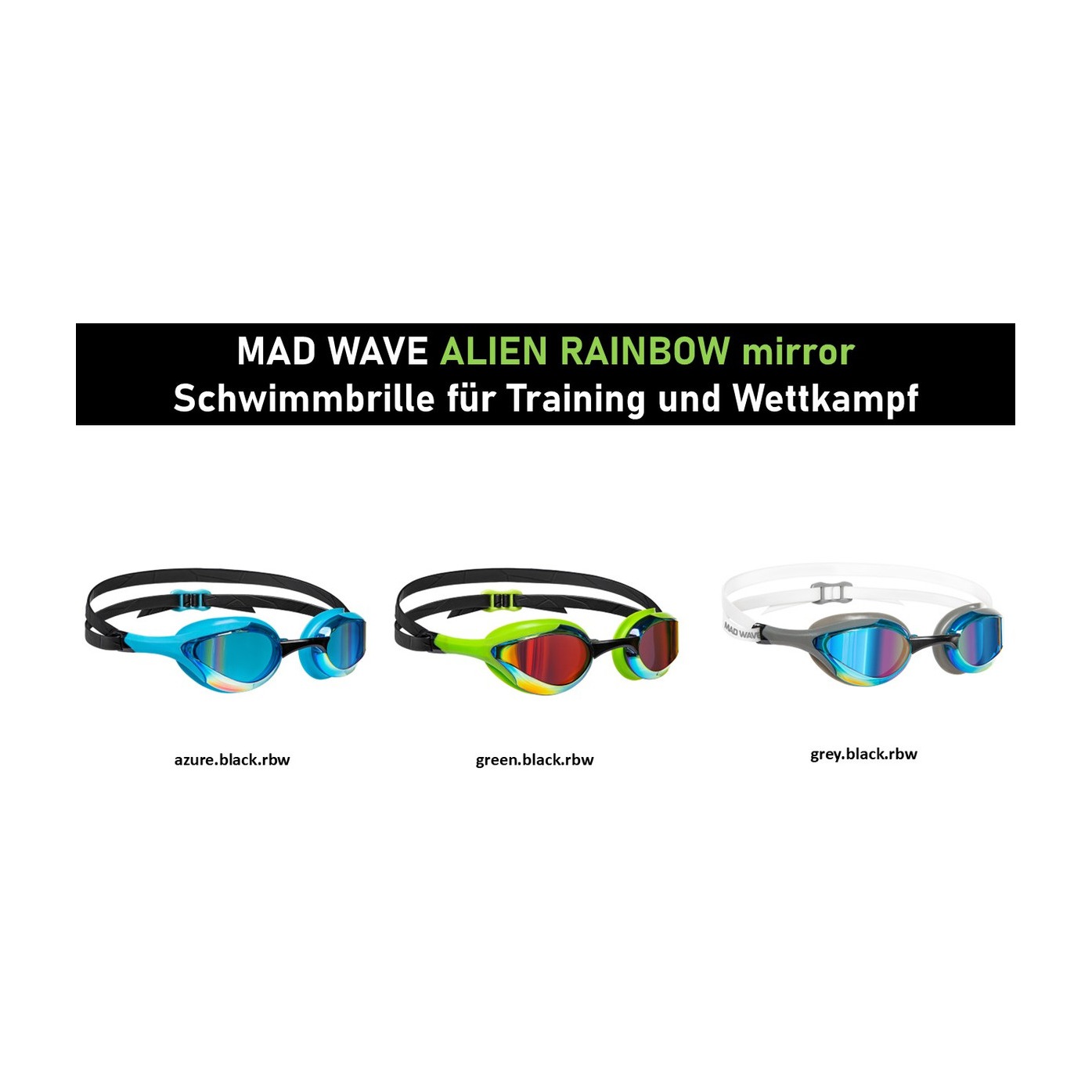 MAD WAVE ALIEN RAINBOW MIRROR – regenbogenverspiegelte Racing-Schwimmbrille