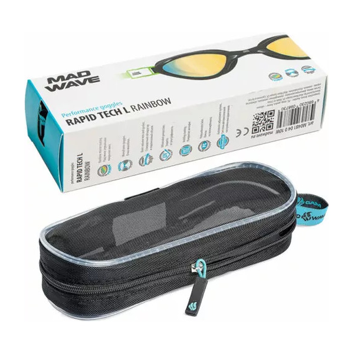 MAD WAVE RAPID TECH RAINBOW L in grün – regenbogenverspiegelte Schwimmbrille, Ansicht 4