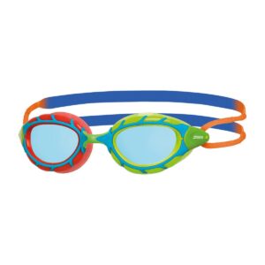 zoggs PREDATOR JUNIOR Schwimmbrille grün/rot/blau für Kinder in der Vorderansicht